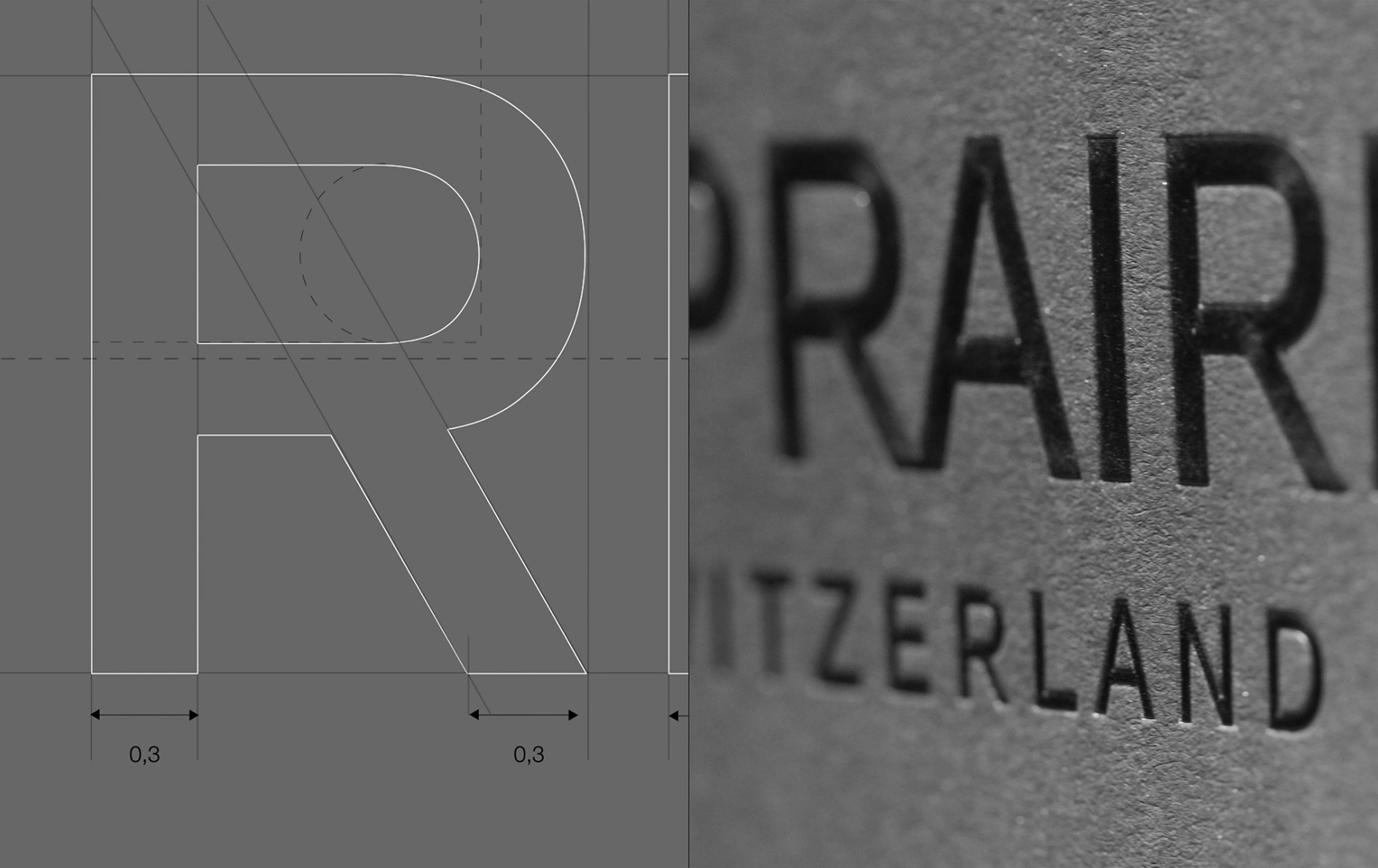 Structure of the new font for La Prairie logo